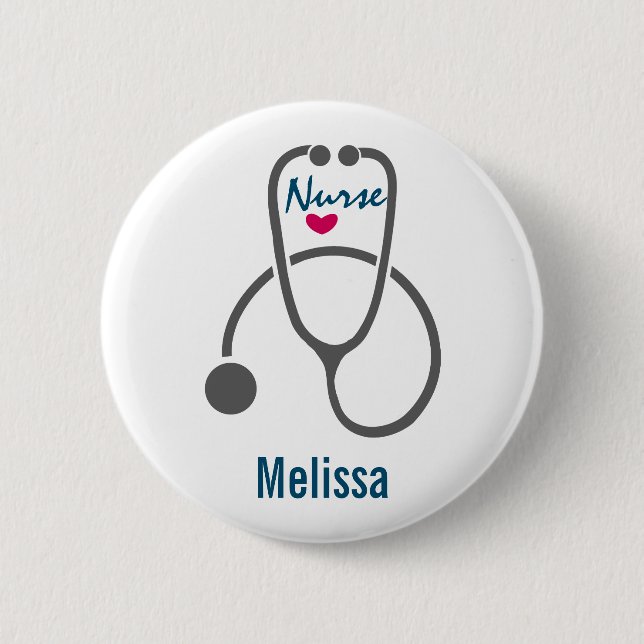 Badge Rond 5 Cm Stylish Grey Nursing Stethoscope Illustration (Devant)