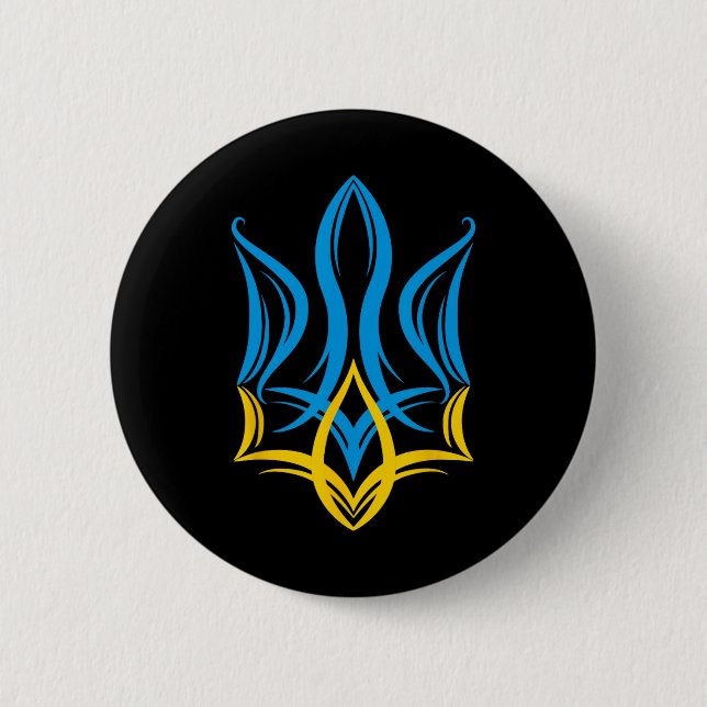 Badge Rond 5 Cm Stylized Ukrainian Coat Of Arms  (Devant)
