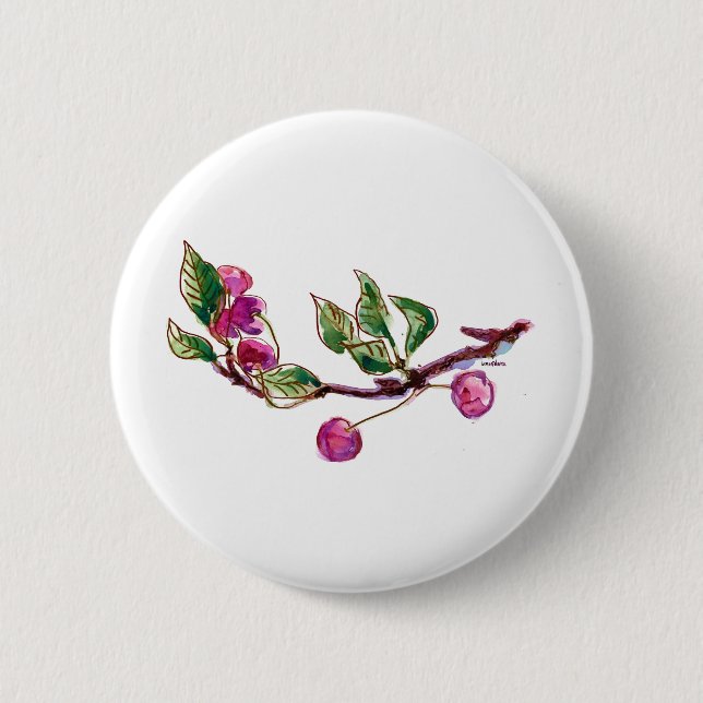 Badge Rond 5 Cm Succursale de cerise (Devant)
