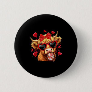 Badge Rond 5 Cm Sucette de vache des Highlands de la Saint-Valenti