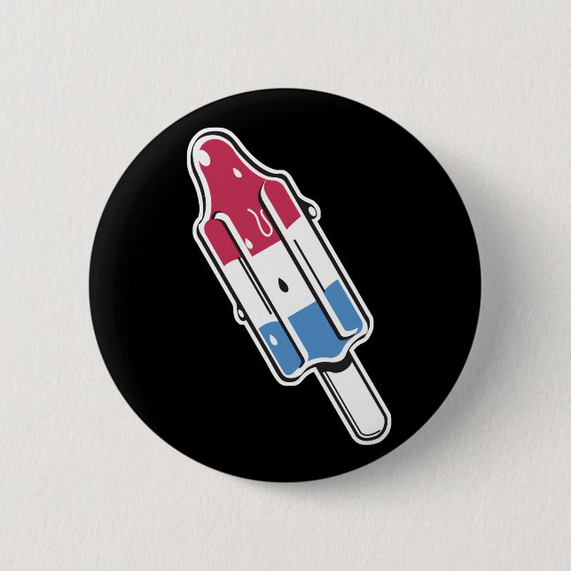 Badge Rond 5 Cm sucette glacée à fusée rétro (Devant)
