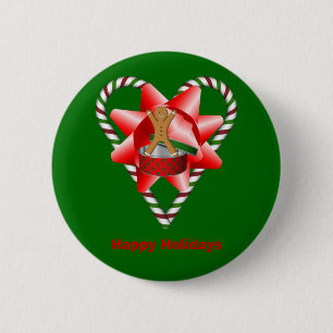 Badge Rond 5 Cm Sucre de canne Coeur Noël Fête Bouton Pin