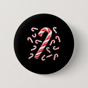 Badge Rond 5 Cm Sucre de canne Rouge Et Blanc Père Noël Noël