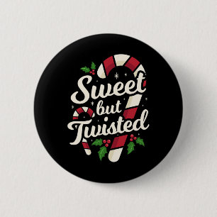 Badge Rond 5 Cm Sucré mais drôle de Noël Canne à bonbons de Noël