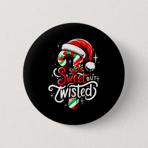 Badge Rond 5 Cm Sucré Mais Noël Canne De Bonbon De Noël Drôle Tord