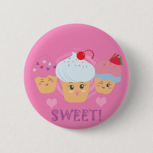 Badge Rond 5 Cm Sucres - Cupcakes !