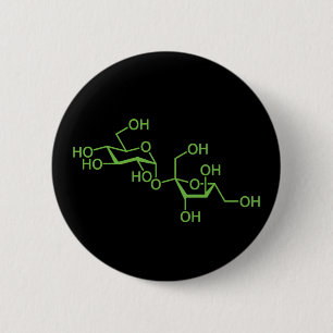 Badge Rond 5 Cm Sucrose Sugar Molecule Diagramme chimique