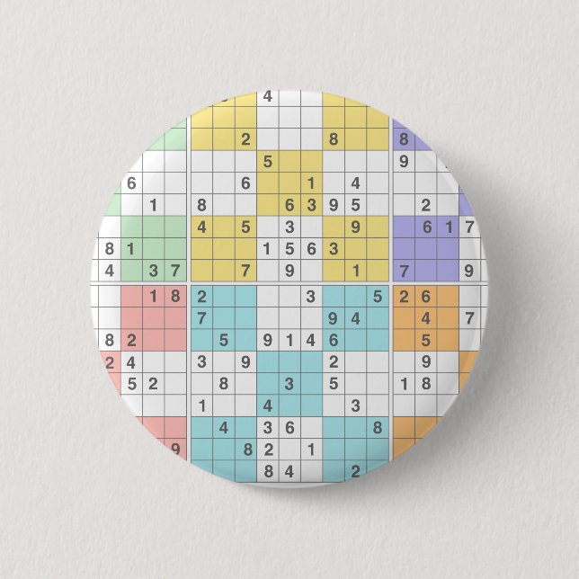 Badge Rond 5 Cm sudoku pastel (Devant)