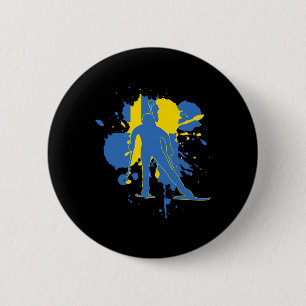 Badge Rond 5 Cm Suède Drapeau Biathloniste - Biathlon suédois 1