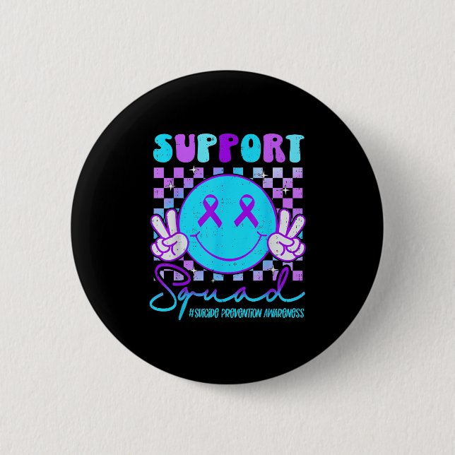 Badge Rond 5 Cm Suicide Awareness Teal &amp; Purple Ribbon Suprt G (Devant)