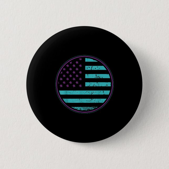 Badge Rond 5 Cm Suicide Prevention American Flag Wear Teal Purple  (Devant)