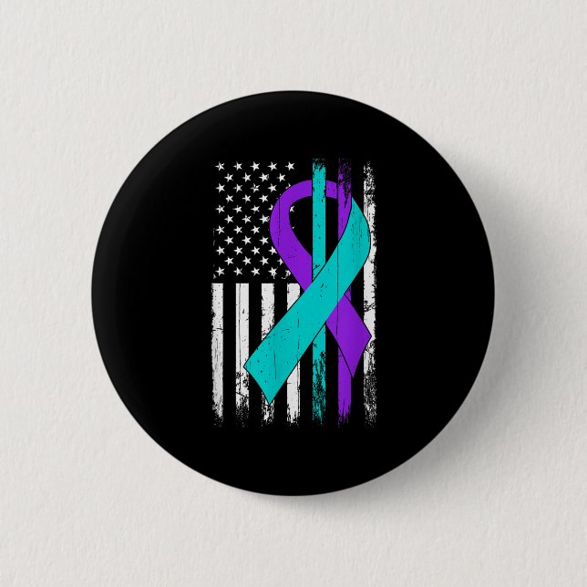 Badge Rond 5 Cm Suicide Prevention Awareness American Flag  (Devant)