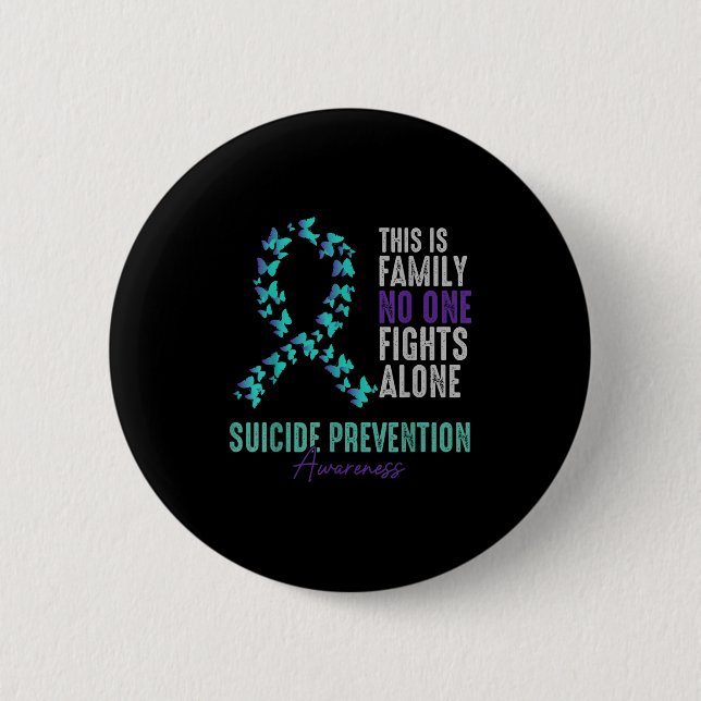 Badge Rond 5 Cm Suicide Prevention Awareness Butterfly Teal Purple (Devant)