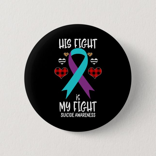 Badge Rond 5 Cm Suicide Sensibilisation Ruban Sa Lutte Est Mon Com (Devant)