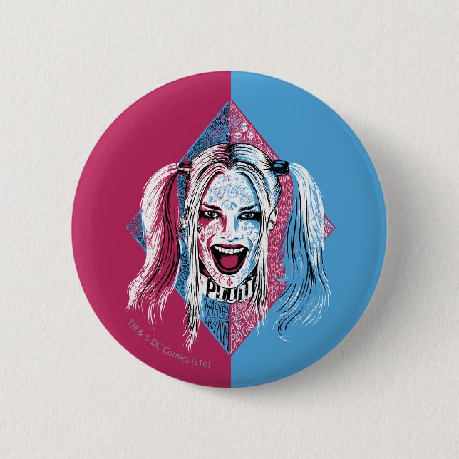 Badge Rond 5 Cm Suicide Squad | Harley Laugh (Devant)