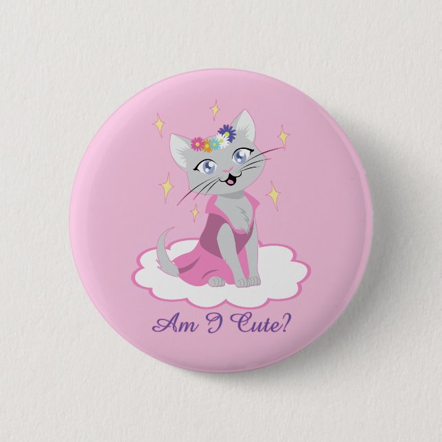 Badge Rond 5 Cm Suis-Je Mignonne ? (Devant)