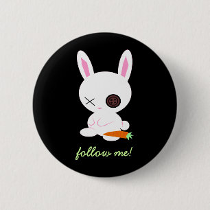 Badge Rond 5 Cm Suivez la goupille blanche de lapin