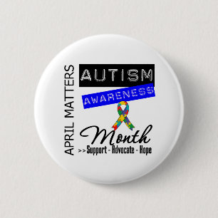 Badge Rond 5 Cm Sujets d'avril - mois de sensibilisation sur
