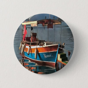 Badge Rond 5 Cm Sultan Taxi Bateau Marmaris Art Nautique