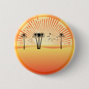Badge Rond 5 Cm Summer Beach Scène :Dessin vectoriel