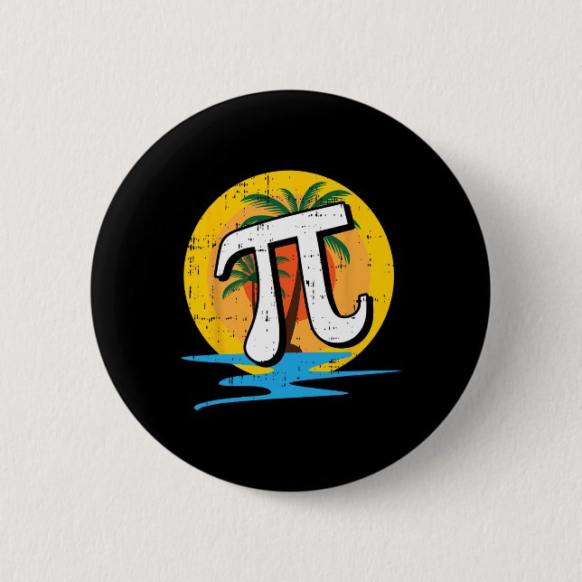 Badge Rond 5 Cm Summer Pi Day Retro Beach Math (Devant)