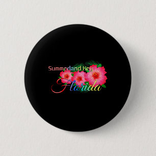Badge Rond 5 Cm Summerland Key Florida Fleurs tropicales Famille V