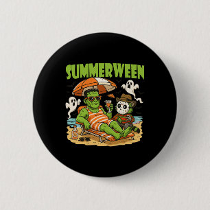 Badge Rond 5 Cm Summerween Drôle Horreur Caractères Halloween Sur