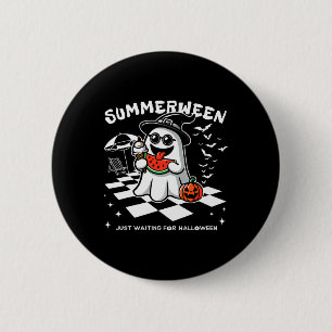 Badge Rond 5 Cm Summerween Éffrayant Halloween Vibes d'été Citroui