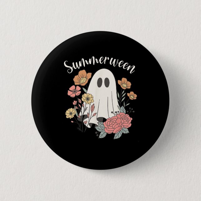 Badge Rond 5 Cm Summerween Fleur Sauvage Drôle Fantôme Saison Effr (Devant)
