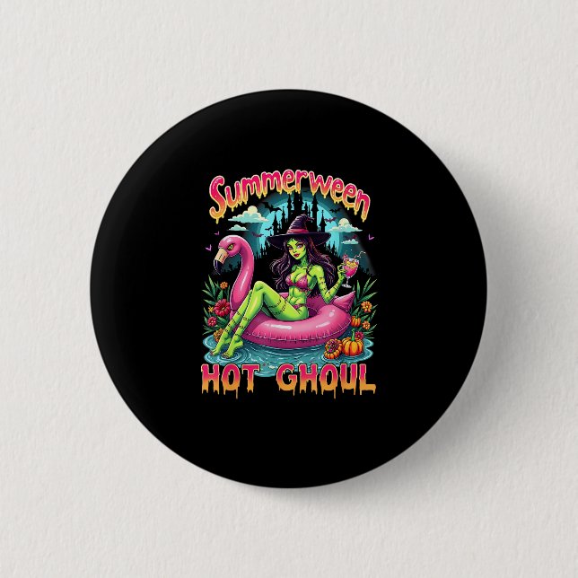 Badge Rond 5 Cm Summerween Witch Vibes Vacation Halloween Funny Pa (Devant)