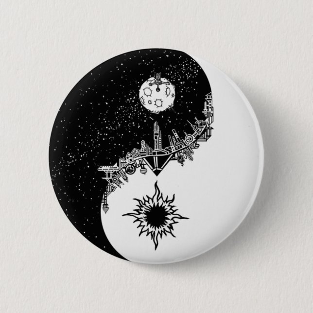 Badge Rond 5 Cm Sun et bouton de Yin Yang de lune (Devant)