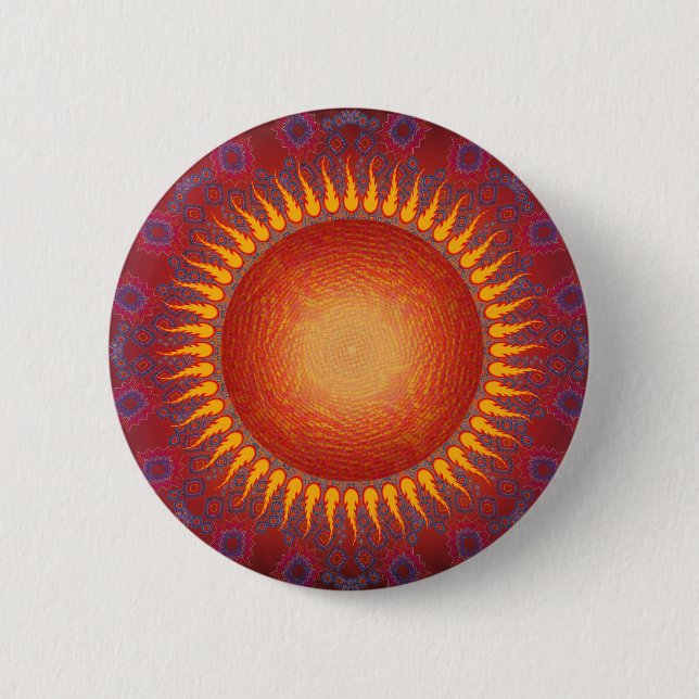 Badge Rond 5 Cm Sun psychédélique : Conception en spirale de (Devant)