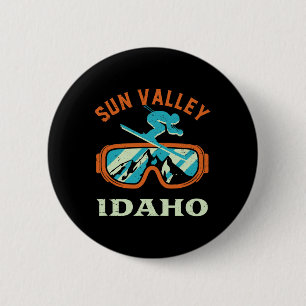 Badge Rond 5 Cm Sun Valley Idaho Ski Rétro Vintage Et Snowboar