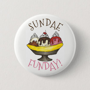 Badge Rond 5 Cm SUNDAE FUNDAE Banana Split Ice Cream Social