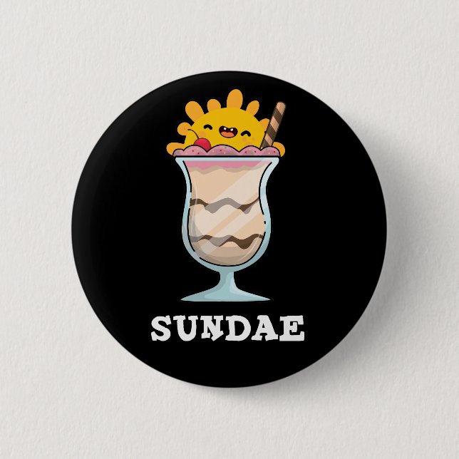 Badge Rond 5 Cm Sundae Funky Sunday Ice Cream Pun Dark BG (Devant)