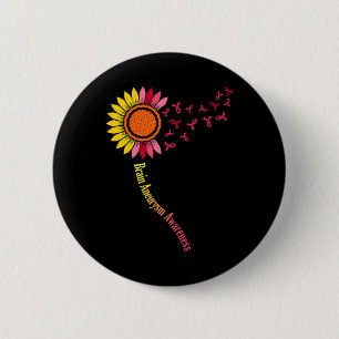 Badge Rond 5 Cm Sunflower Cerveau Aneurysme Mois de sensibilisatio