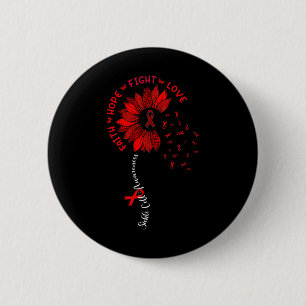Badge Rond 5 Cm Sunflower Faith Hope Love Ribbon Sickle Cell Aware