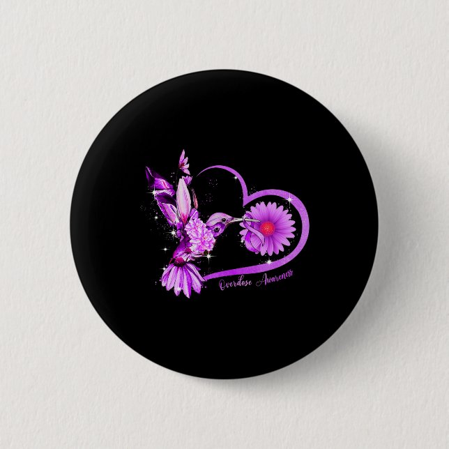 Badge Rond 5 Cm Sunflower Heart Purple Ribbon Sensibilisation à la (Devant)