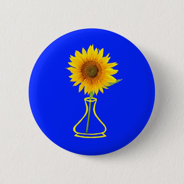 Badge Rond 5 Cm Sunflower Power Sunflower et Vase (Devant)