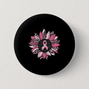 Badge Rond 5 Cm Sunflower rose Cancer du sein Sensibilisation Femm