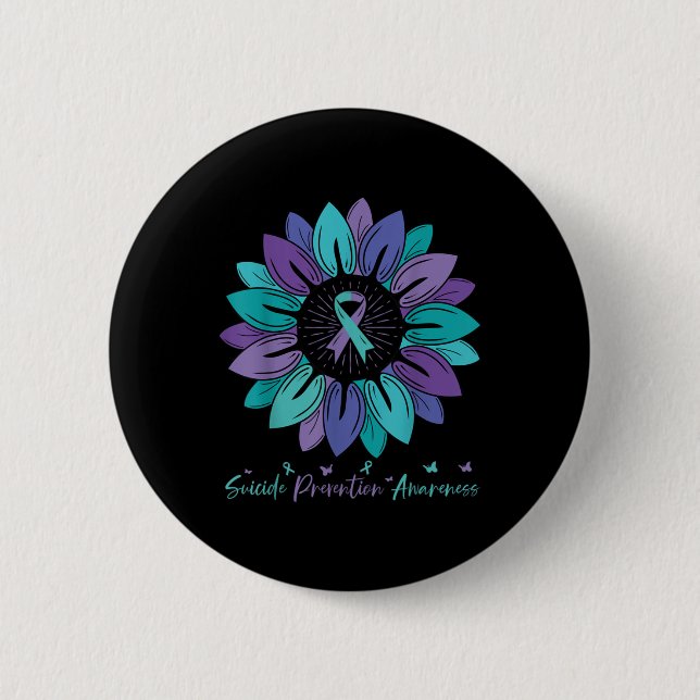 Badge Rond 5 Cm Sunflower Suicide Prevention Awareness Month  (Devant)