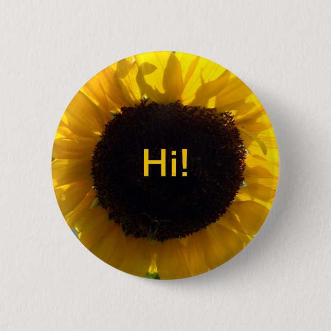 Badge Rond 5 Cm Sunflower Sunshine Bonjour (Devant)