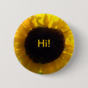Badge Rond 5 Cm Sunflower Sunshine Bonjour
