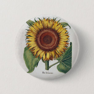 Badge Rond 5 Cm Sunflower Vintage Damask Flower Pattern Art