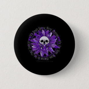 Badge Rond 5 Cm Sunflower Warrior Purple Ribbon Alzheimer Aw