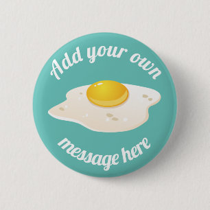 Badge Rond 5 Cm Sunny Side Up Fried Egg Breakfast Custom Text
