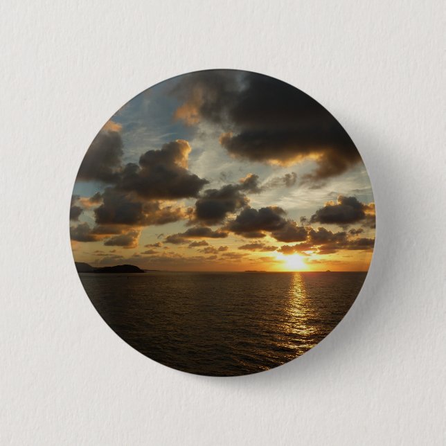 Badge Rond 5 Cm Sunrise aux îles Virgin (Devant)