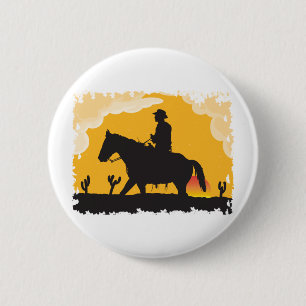 Badge Rond 5 Cm Sunset Cowboy