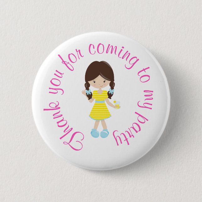 Badge Rond 5 Cm Sunshine et Lemonade "Merci pour venir" (Devant)