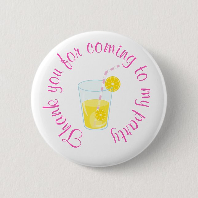 Badge Rond 5 Cm Sunshine et Lemonade "Merci pour venir" (Devant)